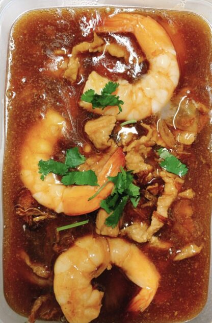 Porc et crevettes au caramel       