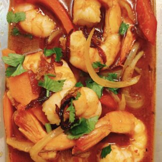 Crevettes sautées au saté     