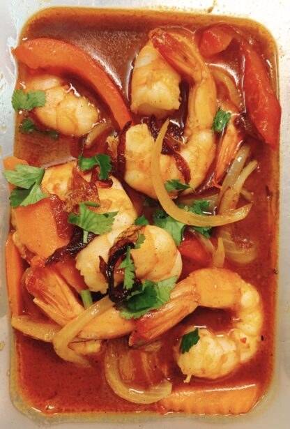 Crevettes sautées au saté     